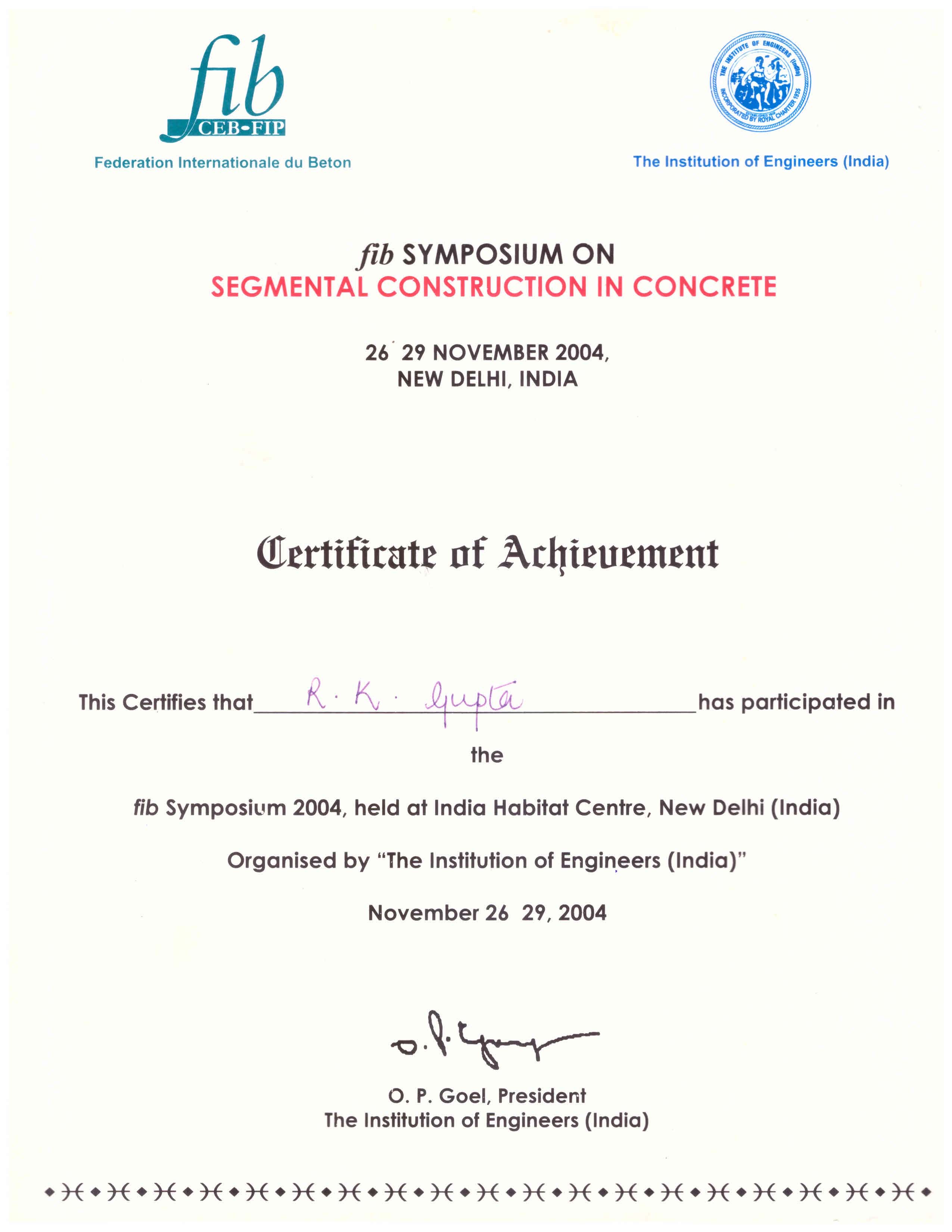 FIB-Certificate of Achievement